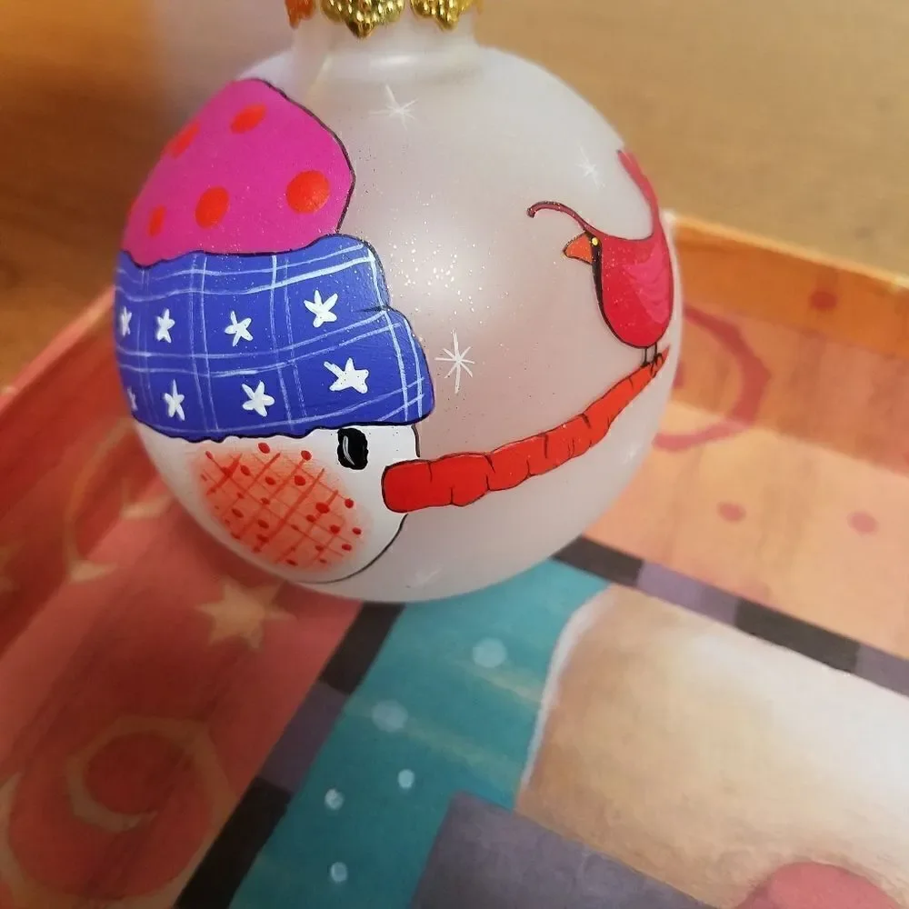 Set of 3  Hand painted 3D snowman ornaments. Aprox 8